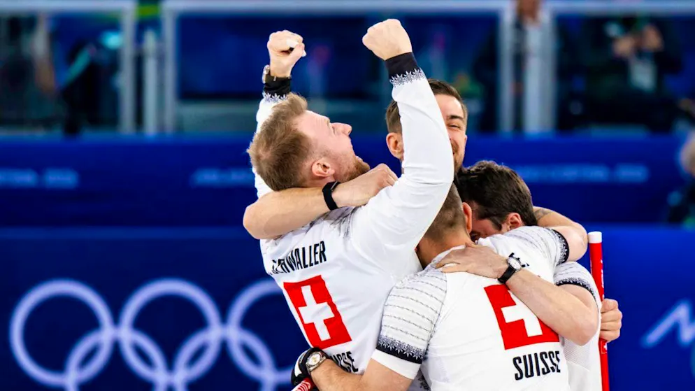 "We cheered and shouted a lot for the Swiss": Swiss skip Yannick Schwaller with his teammates