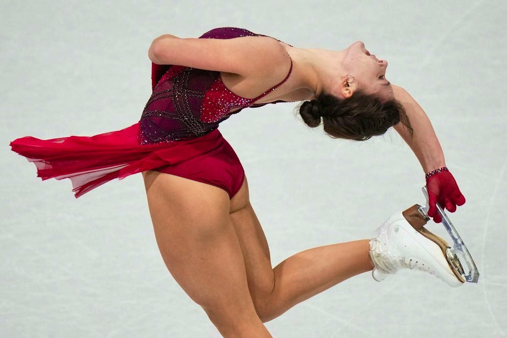 The best pictures of the 2026 Olympic Games in Milano Cortina. The Kazakh Sofia Samodelkina bends.
