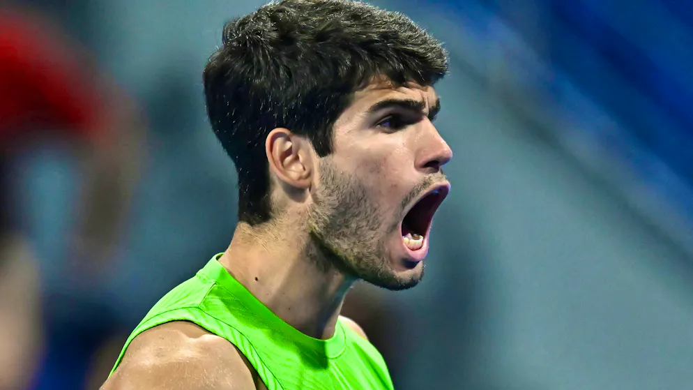 Carlos Alcaraz offered plenty of spectacle against Karen Khachanov - even away from the match.