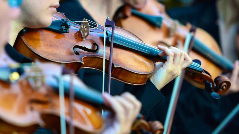 Musicians from twelve European countries come together in a "European Symphony". The string players are based in Dresden, for example. (theme picture)