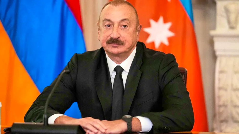 ARCHIVE - Azerbaijan's President Ilham Aliyev attends a trilateral signing ceremony with President Trump and Armenia's Prime Minister Pashinyan in the State Dining Room of the White House. Photo: Mark Schiefelbein/AP/dpa