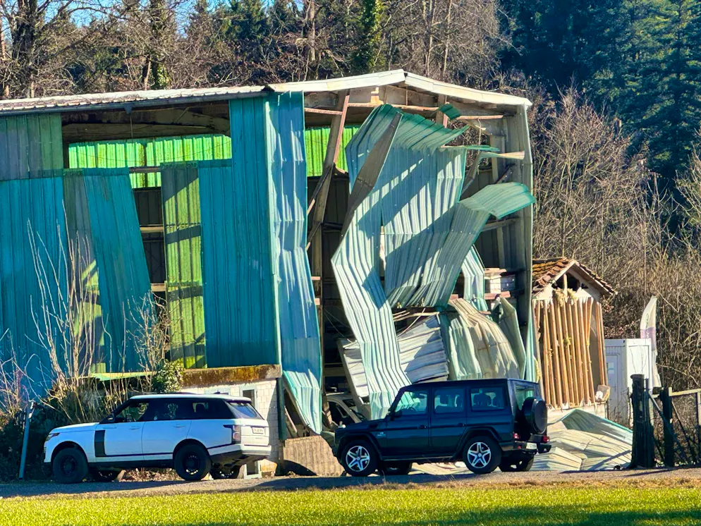 A hall was damaged in the incident.