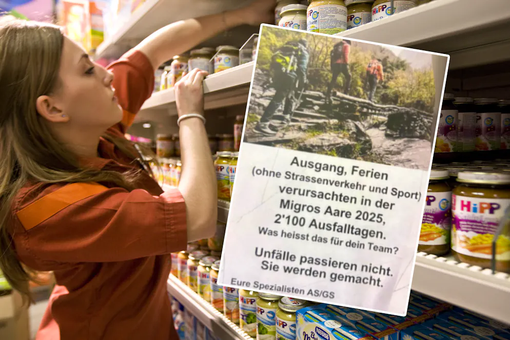 Stehen unter dem Druck: Migros-Angestellte sehen sich mit solchen Plakaten konfrontiert. 