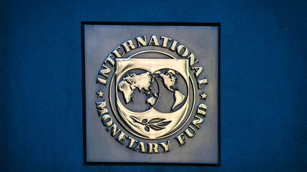 ARCHIVE - The logo of the International Monetary Fund (IMF) on the façade of the conference building in Washington. Photo: Soeren Stache/dpa
