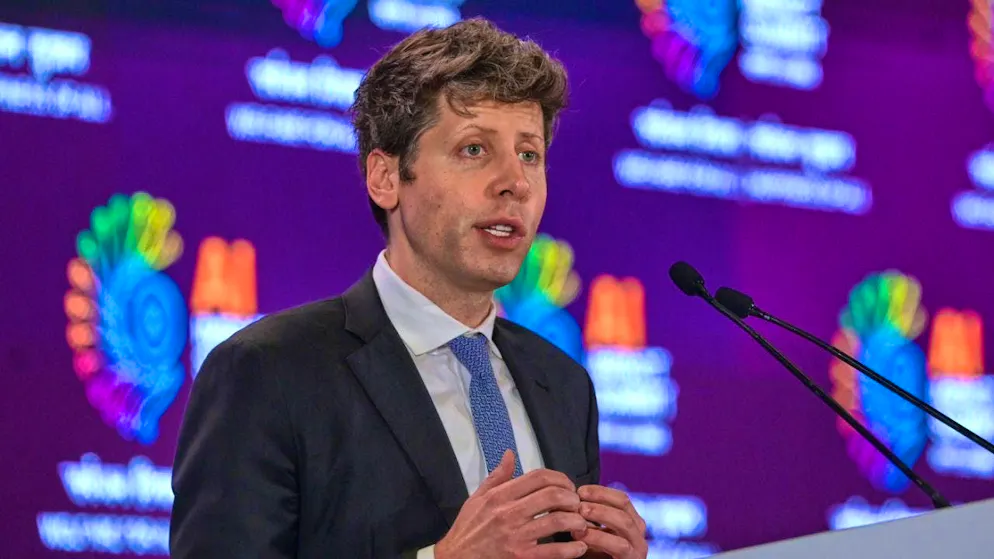 ARCHIVE - Sam Altman, CEO of OpenAI, speaks at the AI Summit in New Delhi, India. Photo: Uncredited/AP/dpa