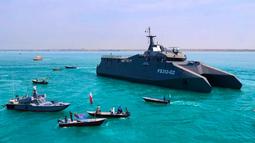 ARCHIVE - The warship "Martyr Hassan Bagheri" of the Islamic Revolutionary Guards Corps Navy (IRGCN) and military speedboats of the Islamic Revolutionary Guards Corps (IRGC) take part in the "National Persian Gulf Day". Photo: Rouzbeh Fouladi/ZUMA Press Wire/dpa