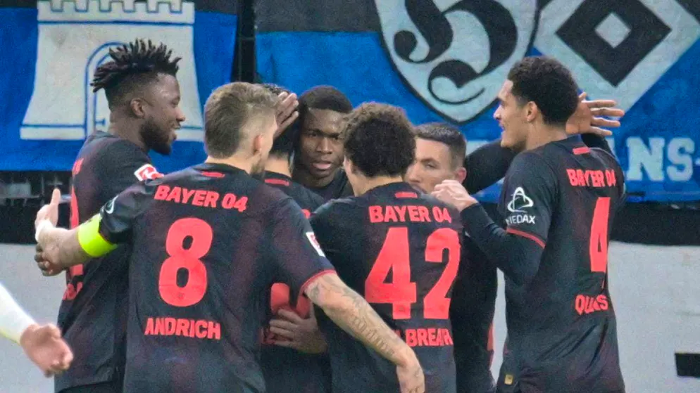 Christian Kofane (center) shot Leverkusen to victory