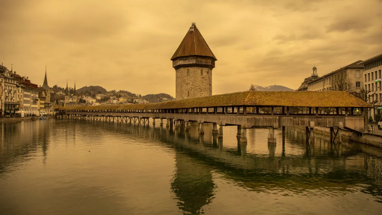 Weather. Saharan dust clouds visibility over Switzerland