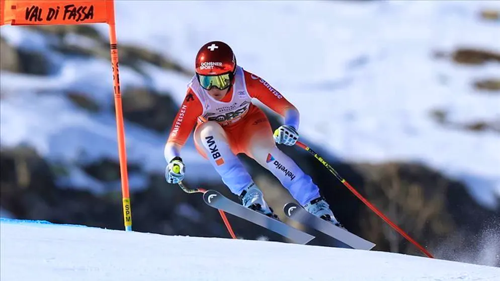 Terza nella discesa. Dopo l'ottavo posto di ieri, Suter torna subito sul podio in Val di Fassa