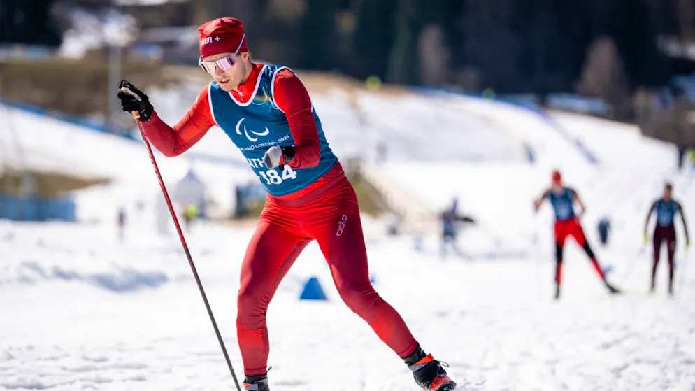 Paralympics. Luca Tavasci competes in the biathlon
