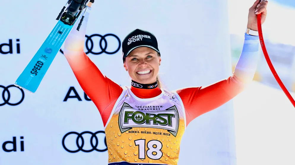 Descente de Val di Fassa. Corinne Suter grimpe sur un podium aux écarts de folie !