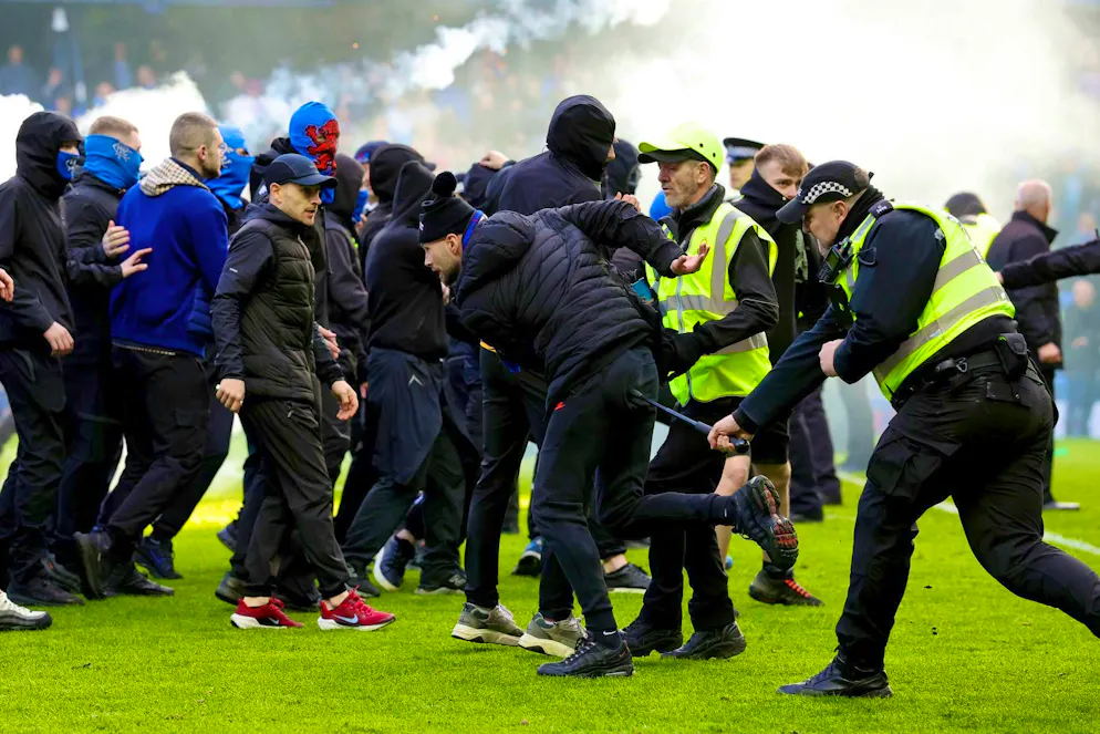 There were tumultuous scenes after the end of the Glasgow derby.