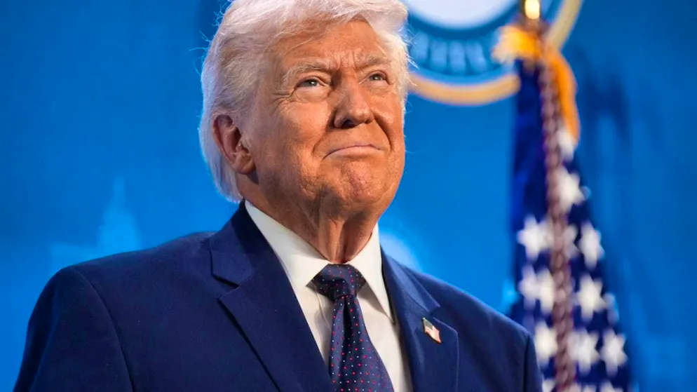 US President Donald Trump pauses before speaking at the Republican National Convention at Trump National Doral Miami. Photo: Mark Schiefelbein/AP/dpa