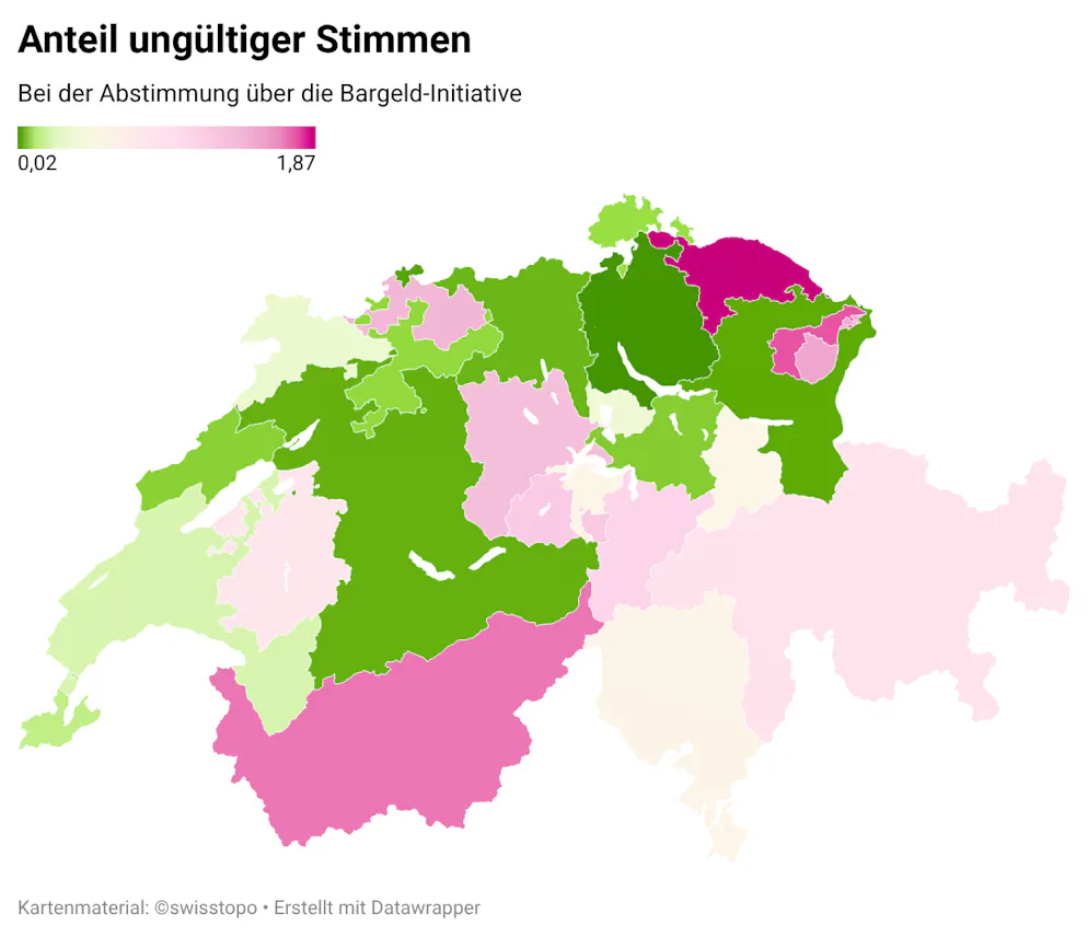 Die kantonalen Unterschiede bei den ungültigen Stimmen sind gross.