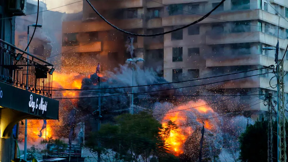 Après un bombardement israélien à Beyrouth jeudi.