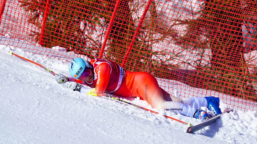 Alexis Monney a cassé son ski dans sa mésaventure.
