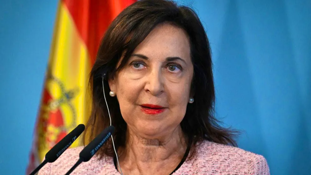 ARCHIVE - Spanish Defense Minister Margarita Robles speaks during the joint press conference with German Defense Minister Pistorius. Photo: Soeren Stache/dpa