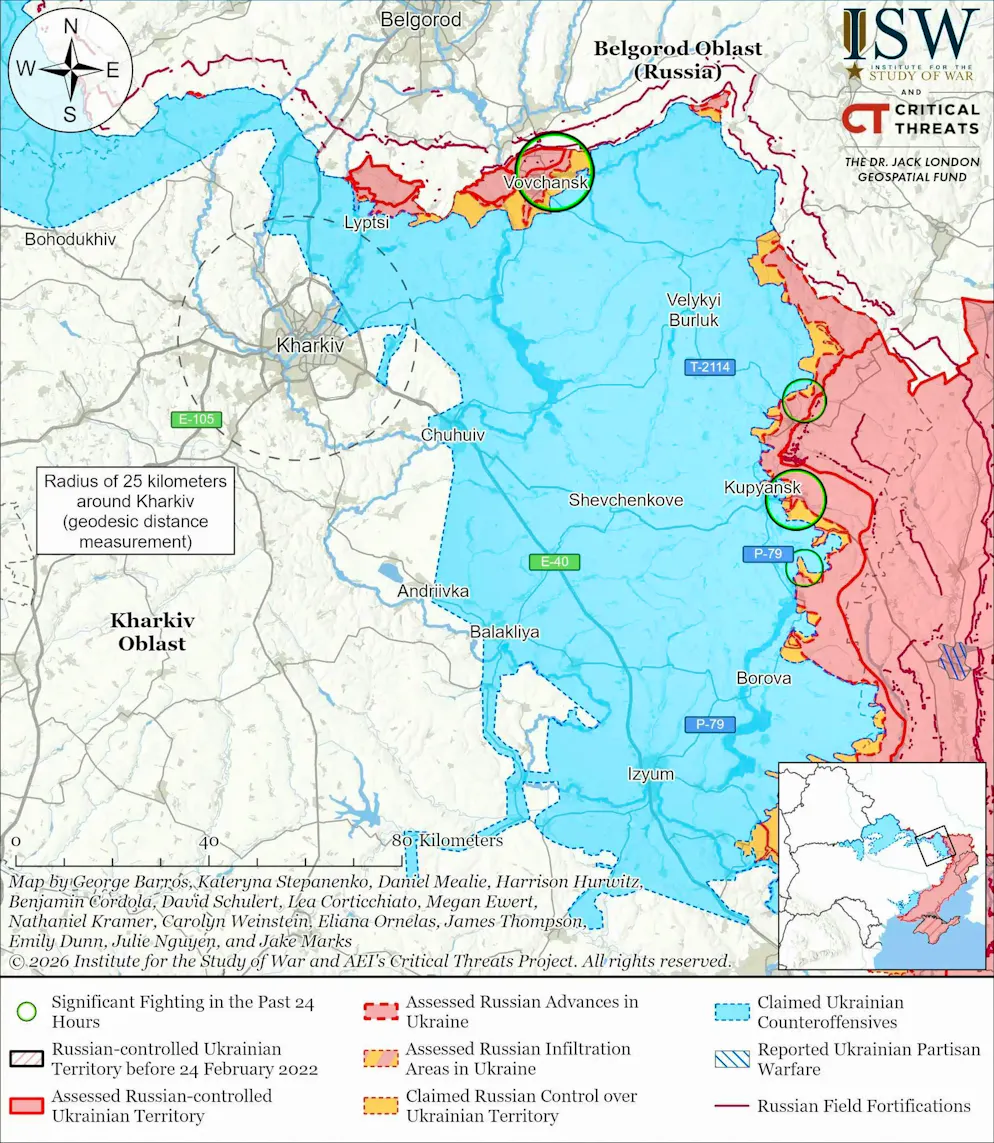 The front in northern Ukraine on March 15, 2026.