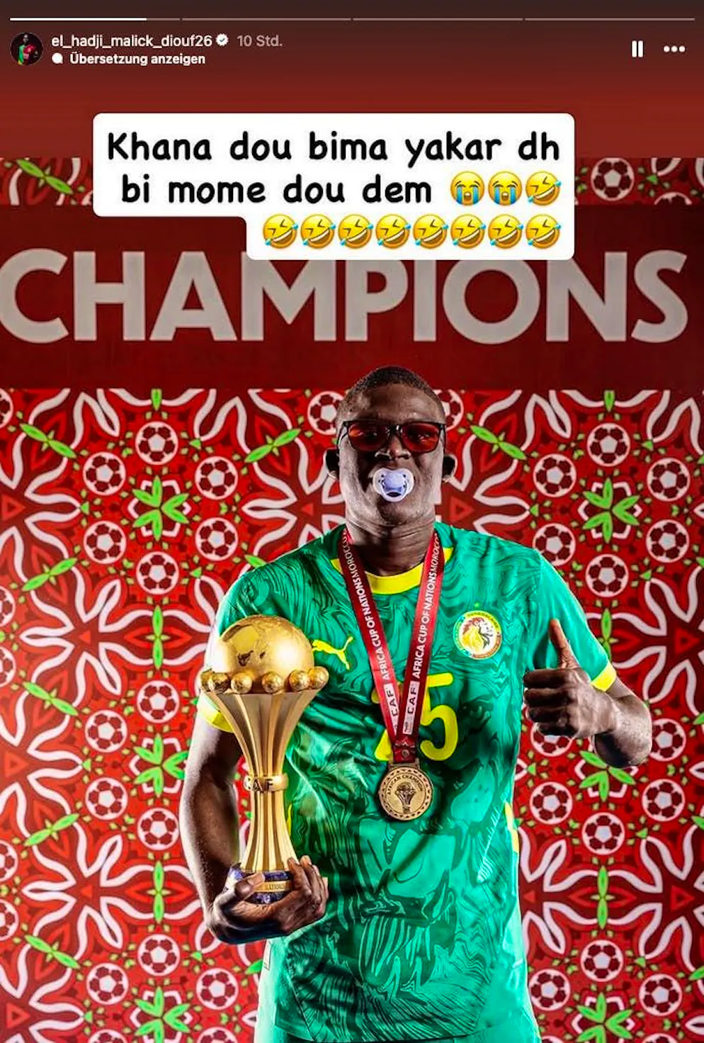 El Hadji Malick Diouf writes: "Some things you can't buy or send, you have to earn them on the pitch."