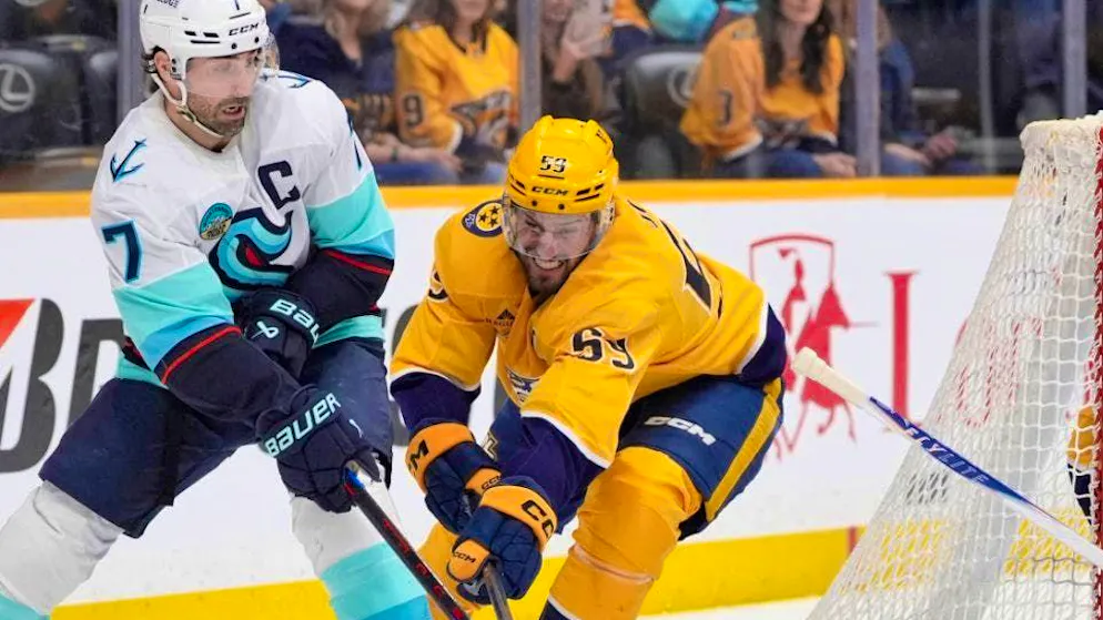 The Nashville Predators with Roman Josi (center) get an important win in the fight for a playoff spot.