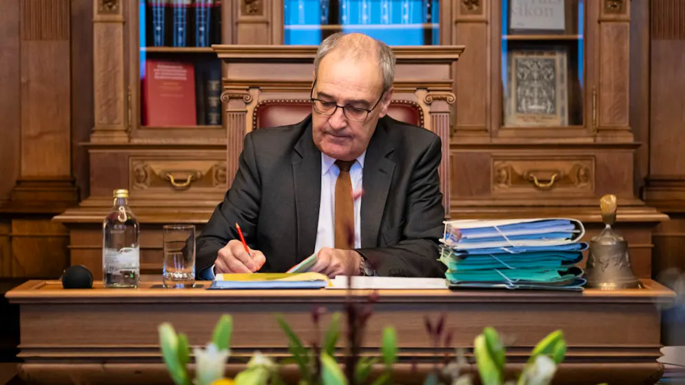 Bundespräsident Guy Parmelin und der Gesamtbundesrat reagieren auf den Kriegsausbruch in Nahost. (Archivbild)