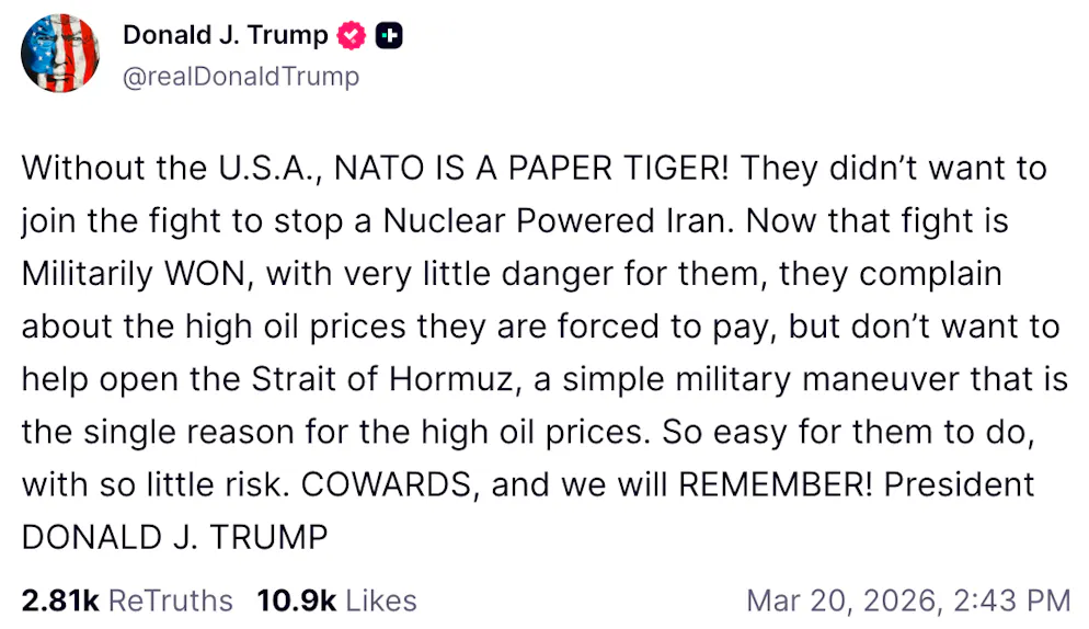 Der jüngste Iran-Post des US-Präsidenten.