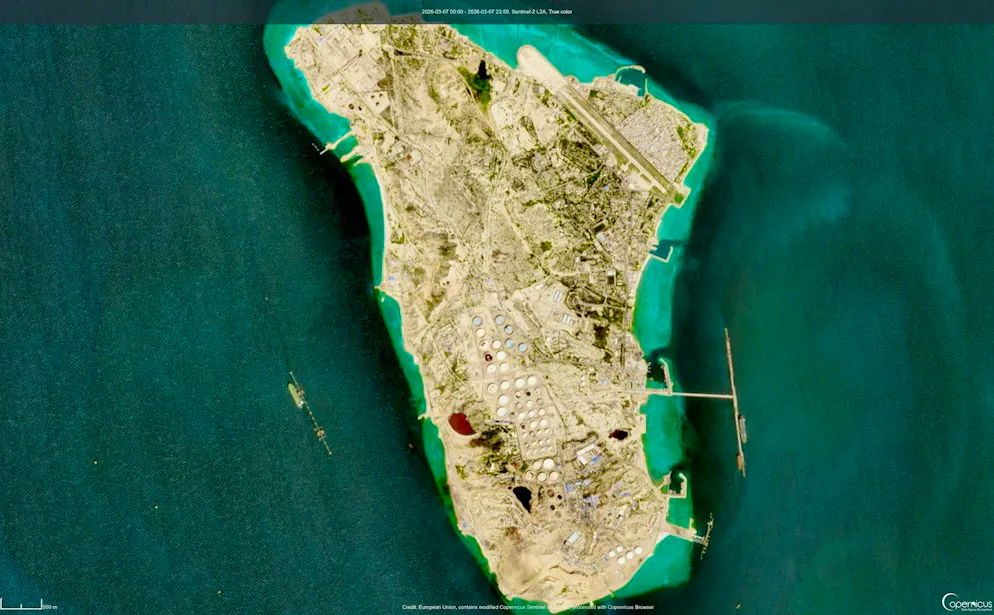 The island of Kharg, around 26 kilometers from the mainland.