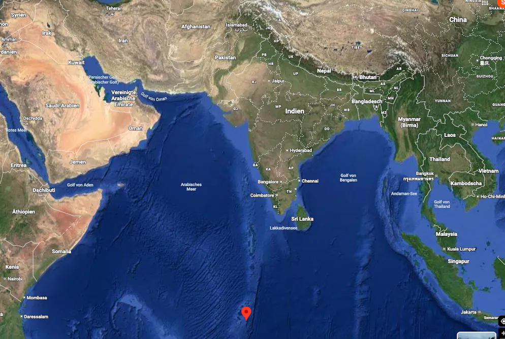 Diego Garcia auf den Chagos Inseln ist vom Iran mehr als 3800 Kilometer entfernt.