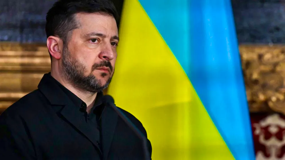 ARCHIVE - Volodymyr Zelenskyi, President of Ukraine, stands in the residence before receiving the Ewald von Kleist Prize. This year's Ewald von Kleist Prize is awarded to the Ukrainian people. Photo: Sven Hoppe/dpa (archive photo)