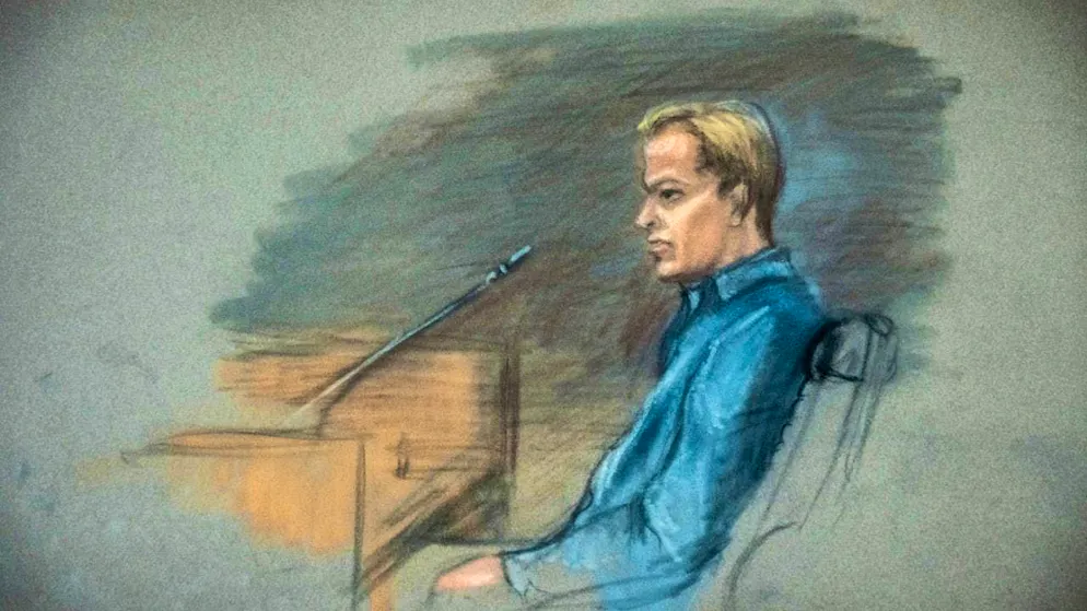 ARCHIVE - A court drawing shows the defendant Marius Borg Høiby on the third day of the trial against him in Oslo District Court. Photo: Ane Hem/NTB/dpa