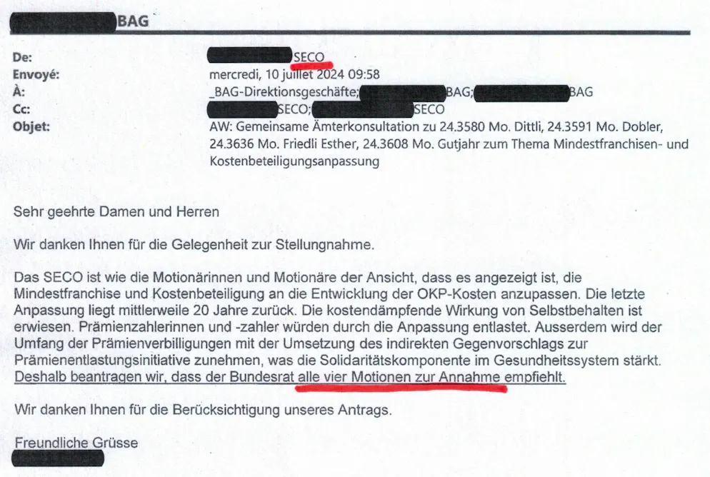 This was the feedback from Seco. The State Secretariat for Economic Affairs belongs to the Department of Economic Affairs Minister Guy Parmelin.