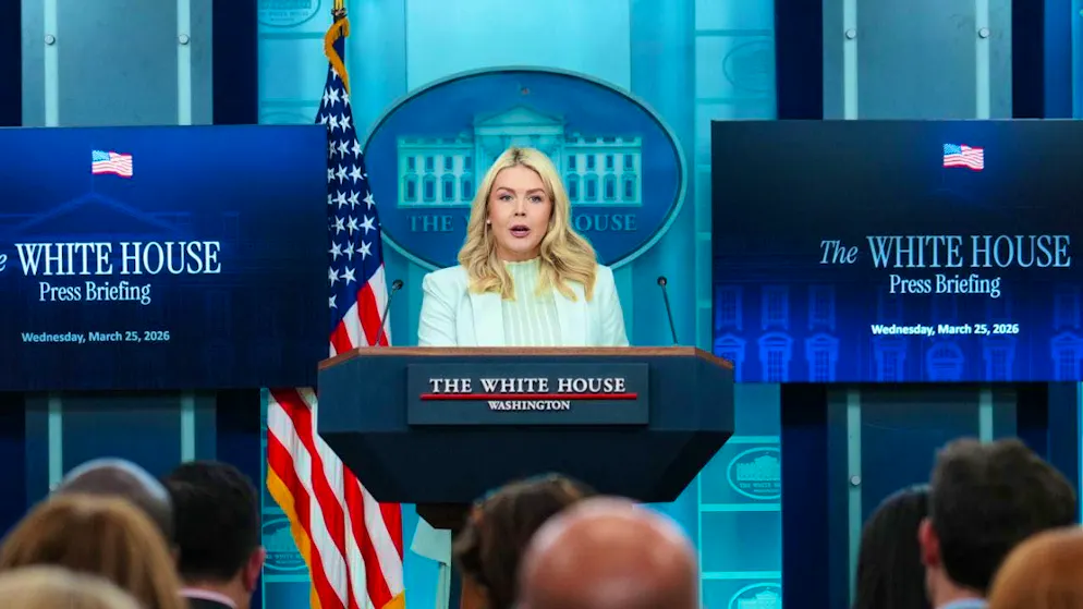 White House Press Secretary Karoline Leavitt speaks to reporters. Photo: Julia Demaree Nikhinson/AP/dpa