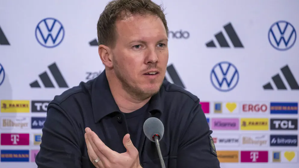 Deutschland-Coach Julian Nagelsmann an der Pressekonferenz vor dem Spiel gegen die Schweiz.