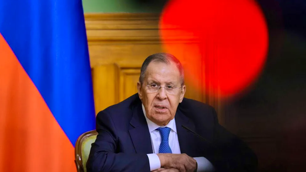 Russian Foreign Minister Sergei Lavrov speaks during a joint press conference with Kenyan Prime Minister and Cabinet Secretary for Foreign and Diaspora Affairs, Musalia Mudavadi, at the villa of Zinaida Morozova in the Russian capital. Photo: Tatyana Makeyeva/Pool AFP via AP/dpa