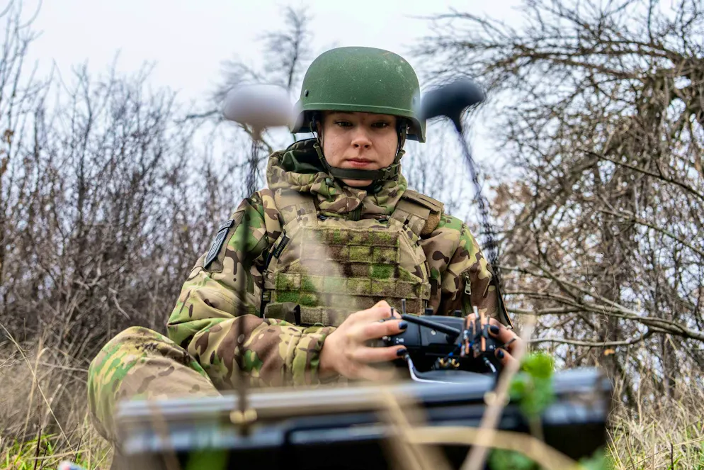 Women not only assemble drones in Ukraine, they also fly them.