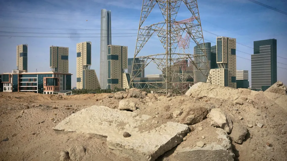 New Capital City_Picture gallery 1. First skyline in sight: the Central Business District is taking shape. But scaffolding and rubble still dominate all around - the city is still in the making.