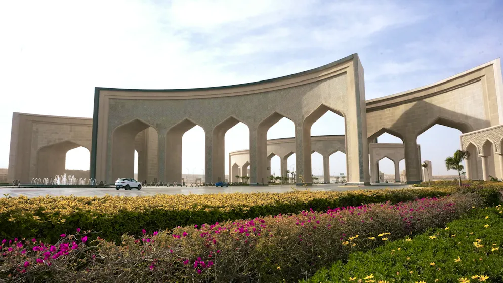 New Capital City_Picture gallery 1. There are several such gateways along the access roads. They stage the city as a project of national importance - big ideas, big construction.