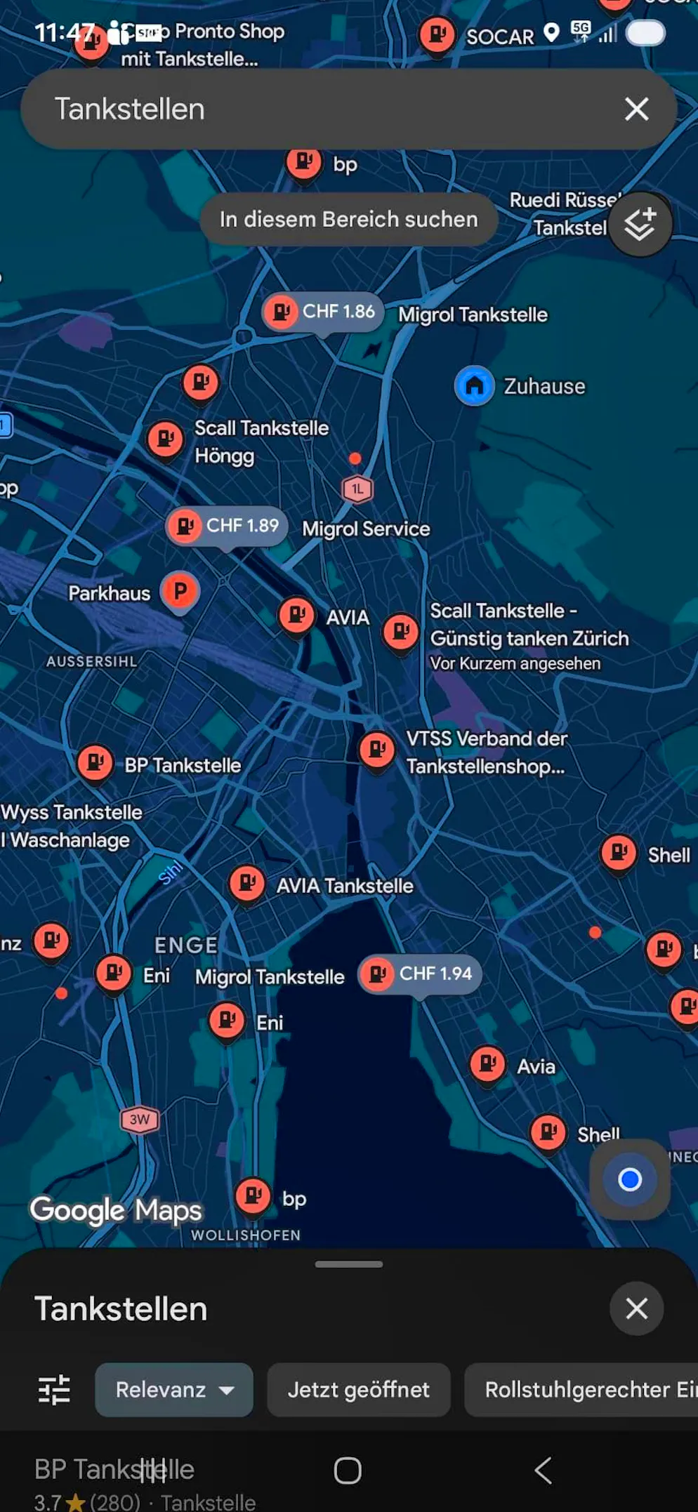 Toutes les stations-service sur Google Maps n'affichent pas le prix actuel.
