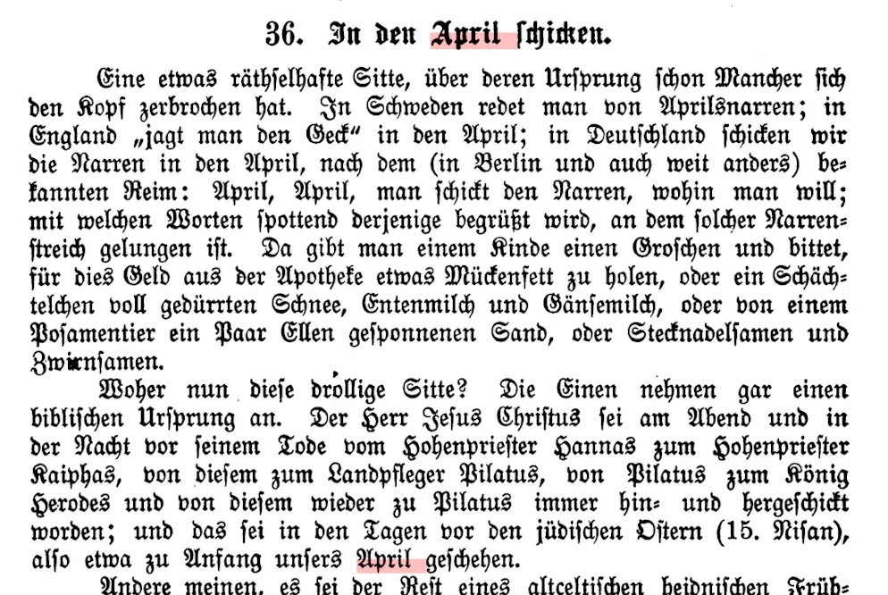 Zum Aprilscherz gibt es Literatur, die über hundert Jahre alt ist.