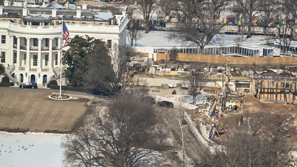 Die Baustelle für Trumps 400-Millionen-Dollar teuren Ballsaal neben dem Weissen Haus.