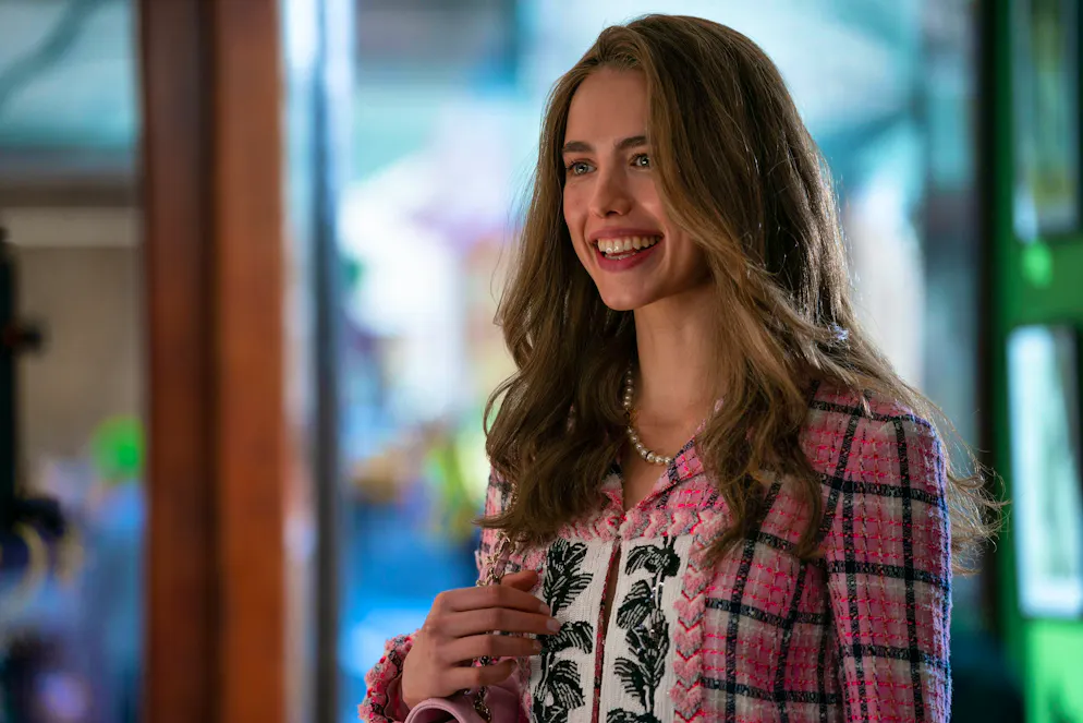 HOW TO MAKE A KILLING. Margaret Qualley plays his childhood sweetheart, who has long since seen through him.
