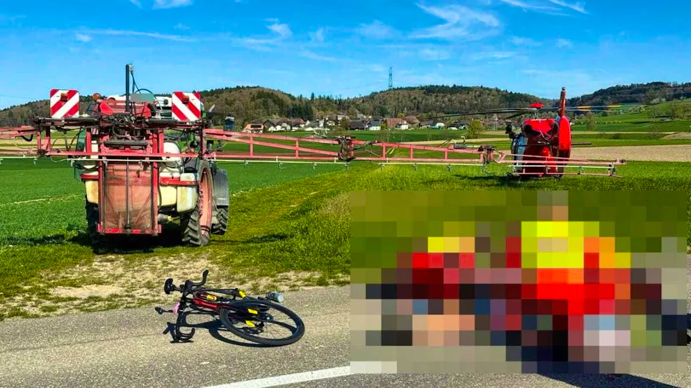 A cyclist collided with this crop protection sprayer in Winistorf SO. He suffered fatal injuries.