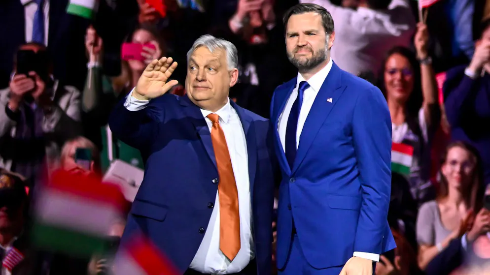 Wahlkampfunterstützung für Orbán (l.)  von US-Vizepräsident JD Vance: Verliert US-Präsident Donald Trump demnächst seinen besten Freund in Europa? (7. April 2026)