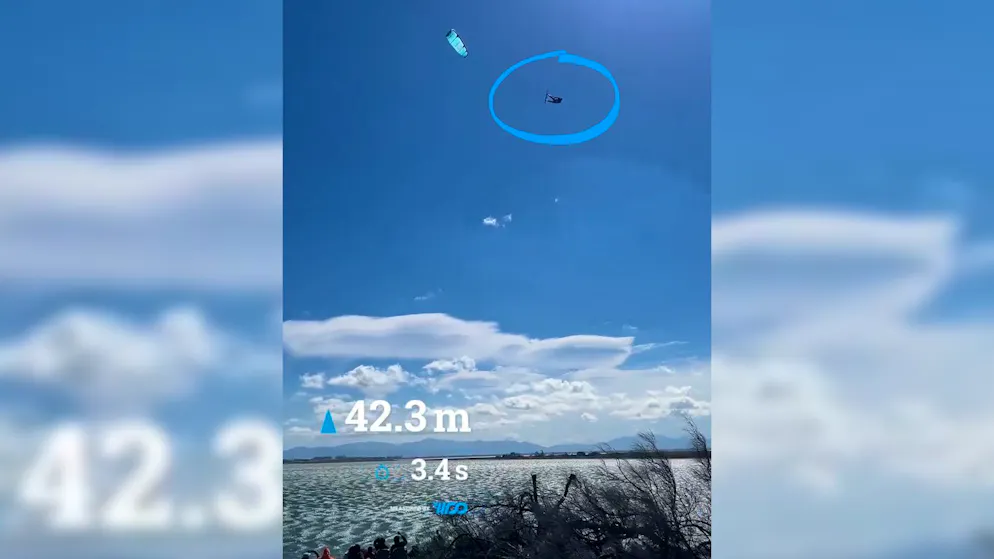 42.3 meters high. 20-year-old kitesurfer achieves record jump