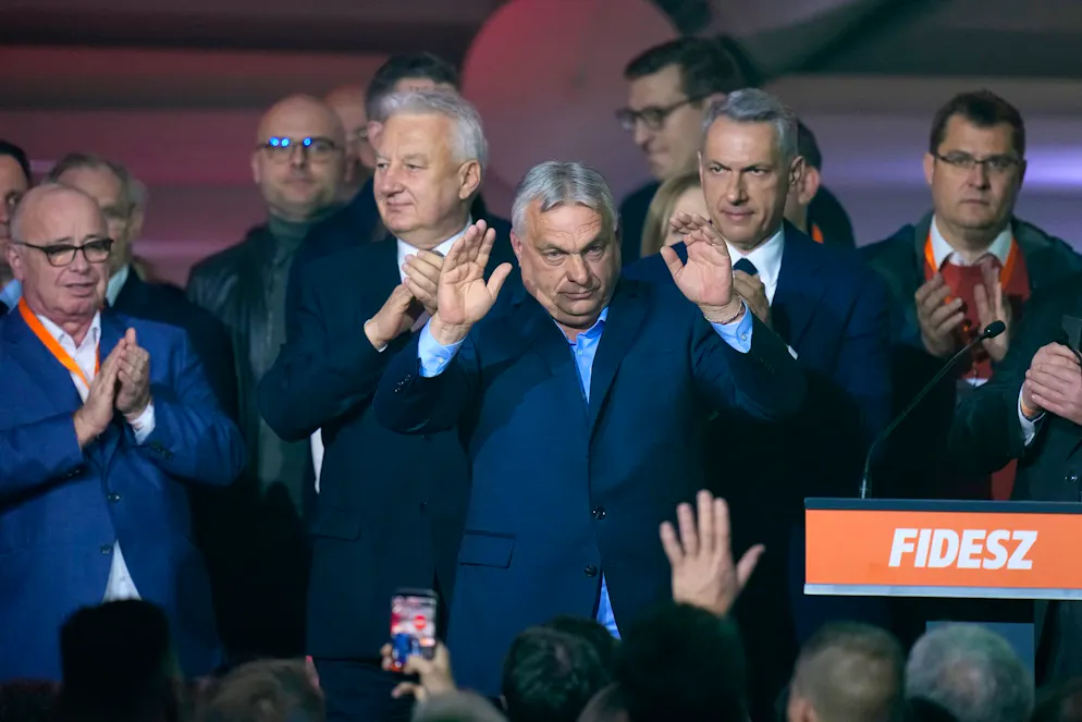 Il primo ministro ungherese Viktor Orbán reagisce dopo le elezioni parlamentari in Ungheria.