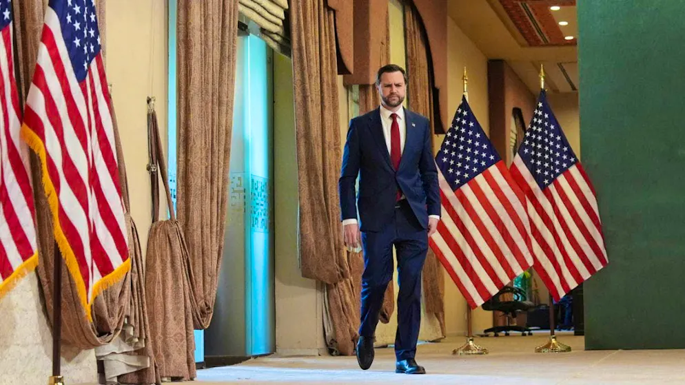 US Vice President JD Vance arrives for a press conference after a meeting with representatives from Pakistan and Iran. Photo: Jacquelyn Martin/POOL AP/AP/dpa