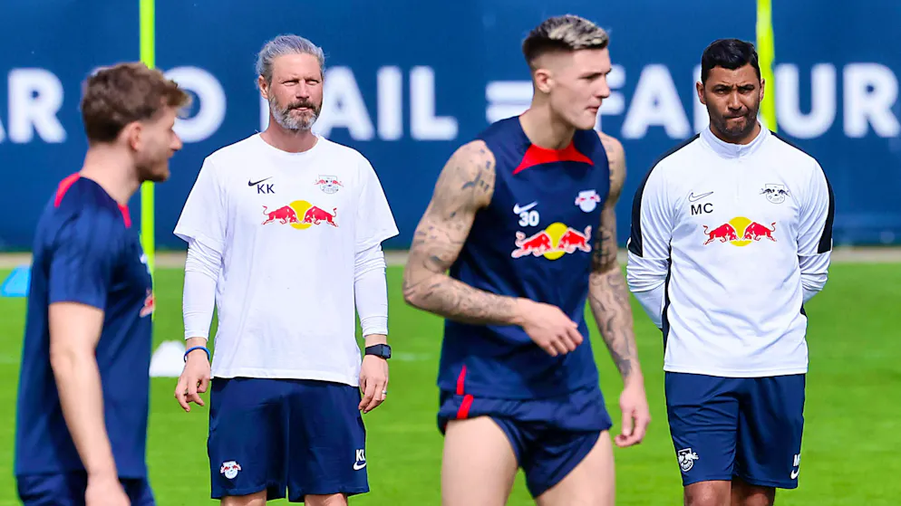 Kai Kraft (second from left) during his time at RB Leipzig.