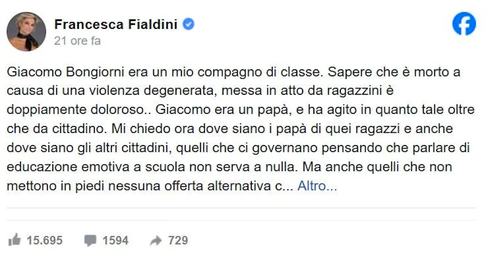 Il post di Francesca Fialdini