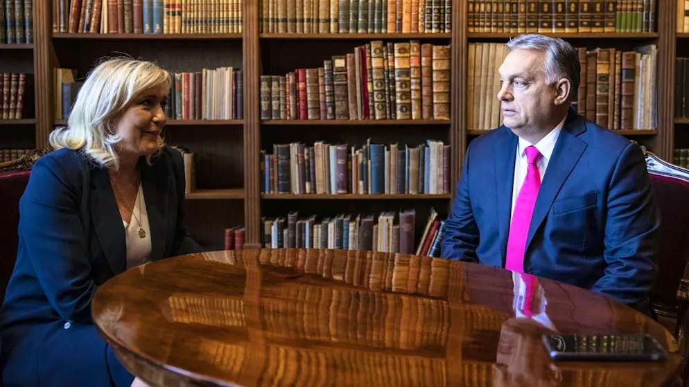 Marine Le Pen meets Viktor Orban in Budapest in October 2021.