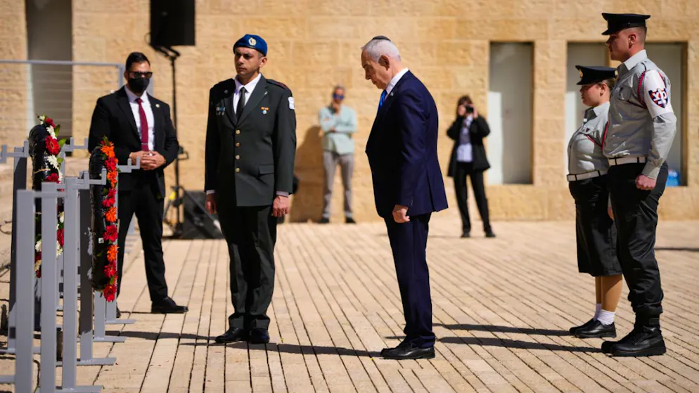 Le Premier ministre israélien Benjamin Netanyahu lors de la cérémonie marquant la commémoration des victimes de la Shoah.